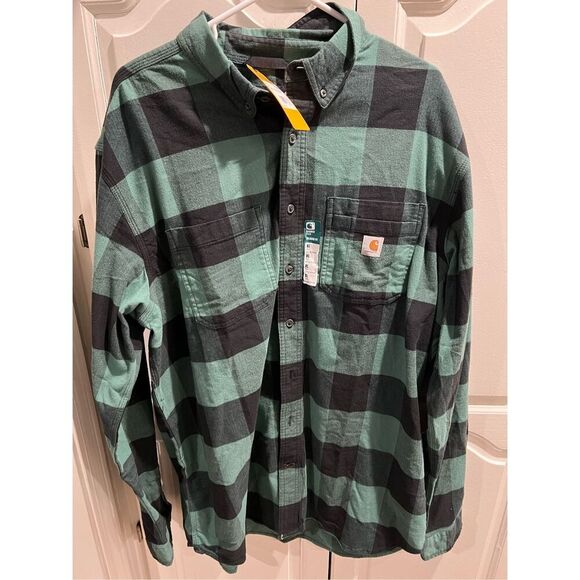 Carhartt Rugged Flex® Relaxed Fit Midweight Flannel Long Sleeve Plaid Shirt XL - Picture 1 of 8